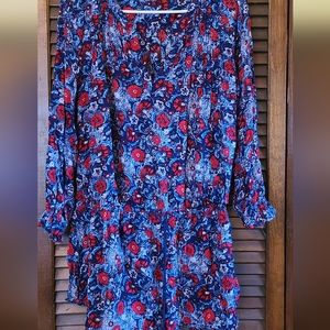 Women's Blue and red flower shirt